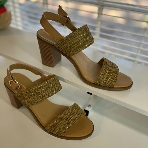 JustFab Women Ishla Blocked Heeled Sandals size 11 gently used color natural - Picture 6 of 15